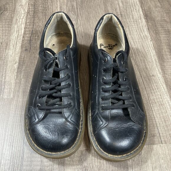 Vintage Dr Martens 6 Smooth Black Leather Oxford Shoes Grunge Rare Portugal Made - Picture 3 of 11